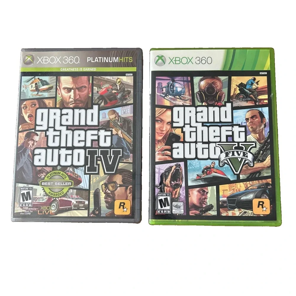 SET 2 Grand Theft Auto IV &V GTA 5 Microsoft Xbox 360 With Manual